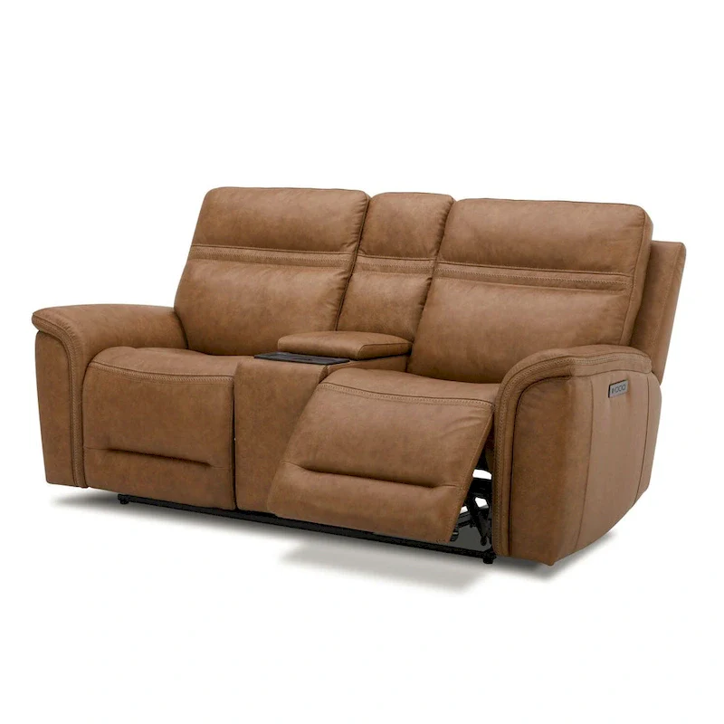 Cooper Leather Dual Power Reclining Loveseat with Console