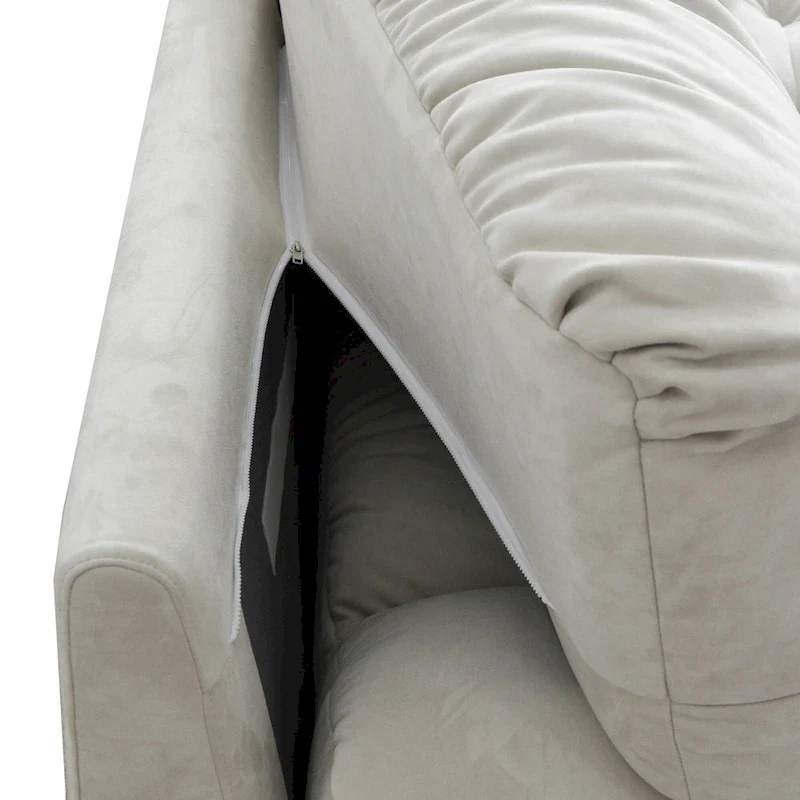 Velvet Loveseat Sofa - 2 Seater - Beige/Grey/Pink