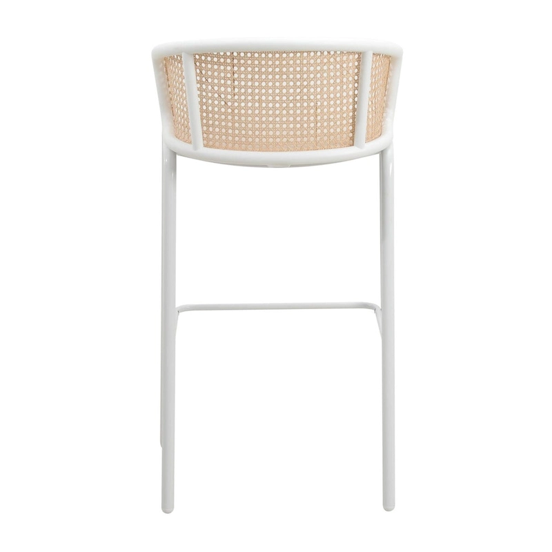 LeisureMod Ervilla Bar Stool with White Powder Coated Steel Frame Set of 2 - 37