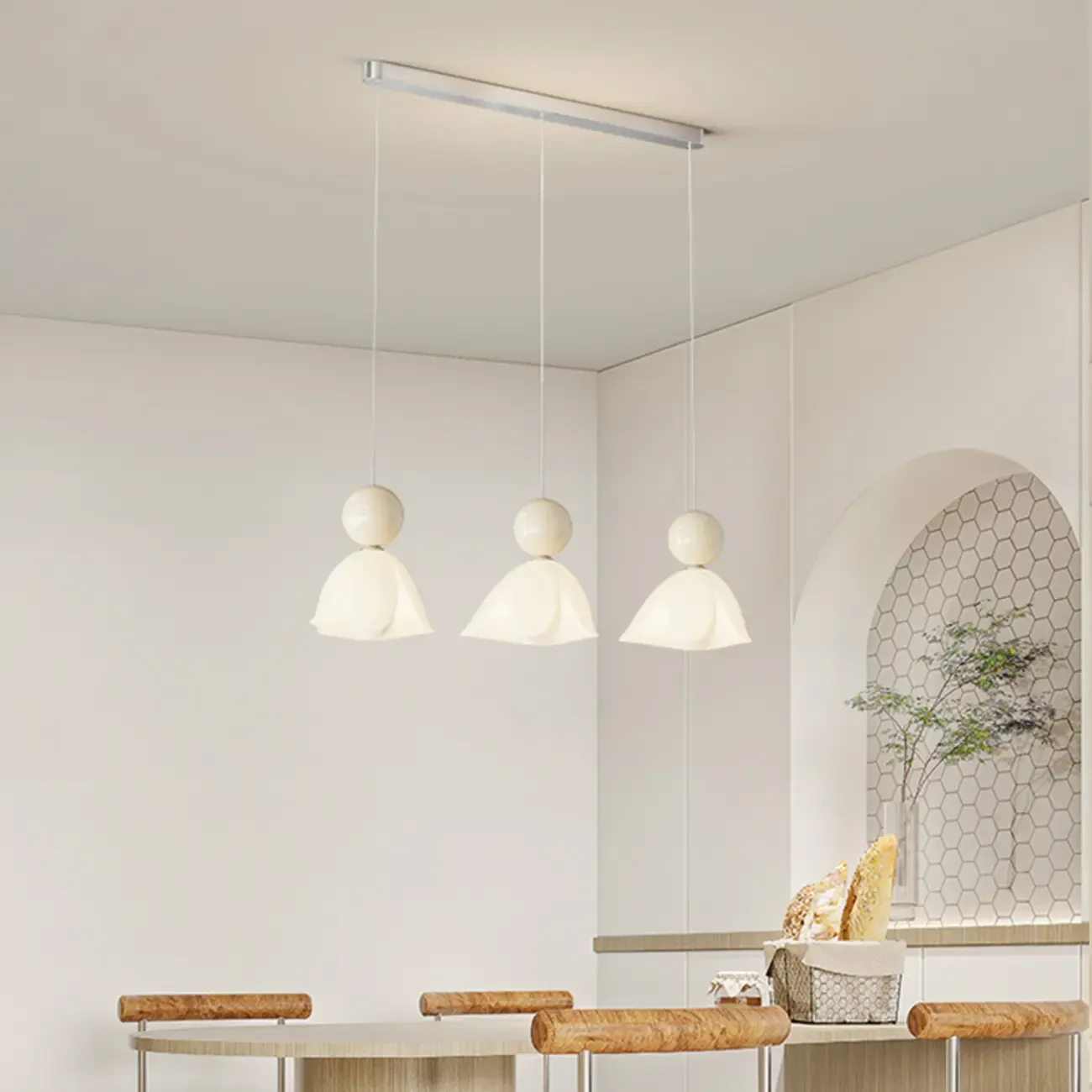 3-Light Modern Chrome Plastic Island Pendant Light