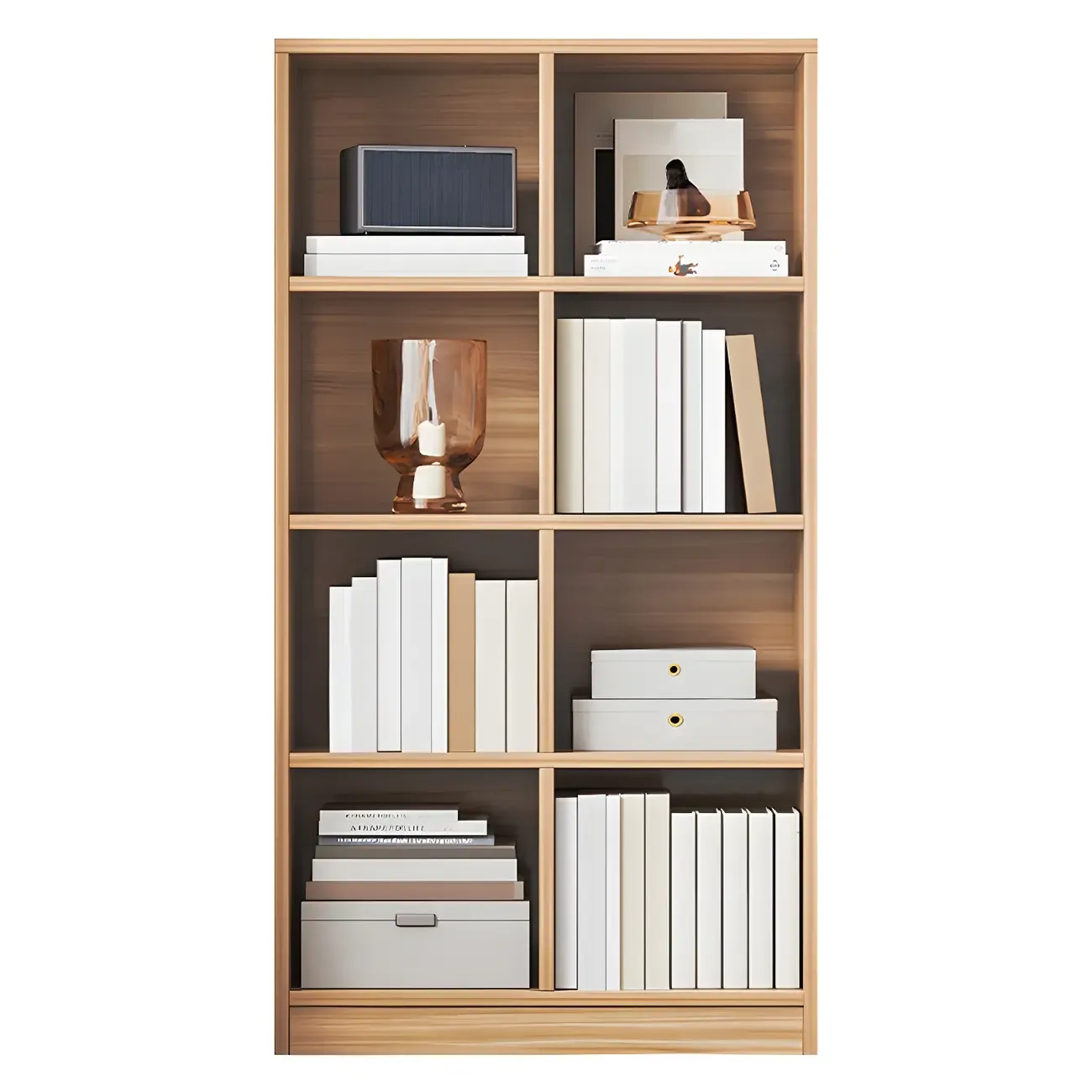 Narrow Tall Brown Wood 6-Shelf Closed Back Bookcase