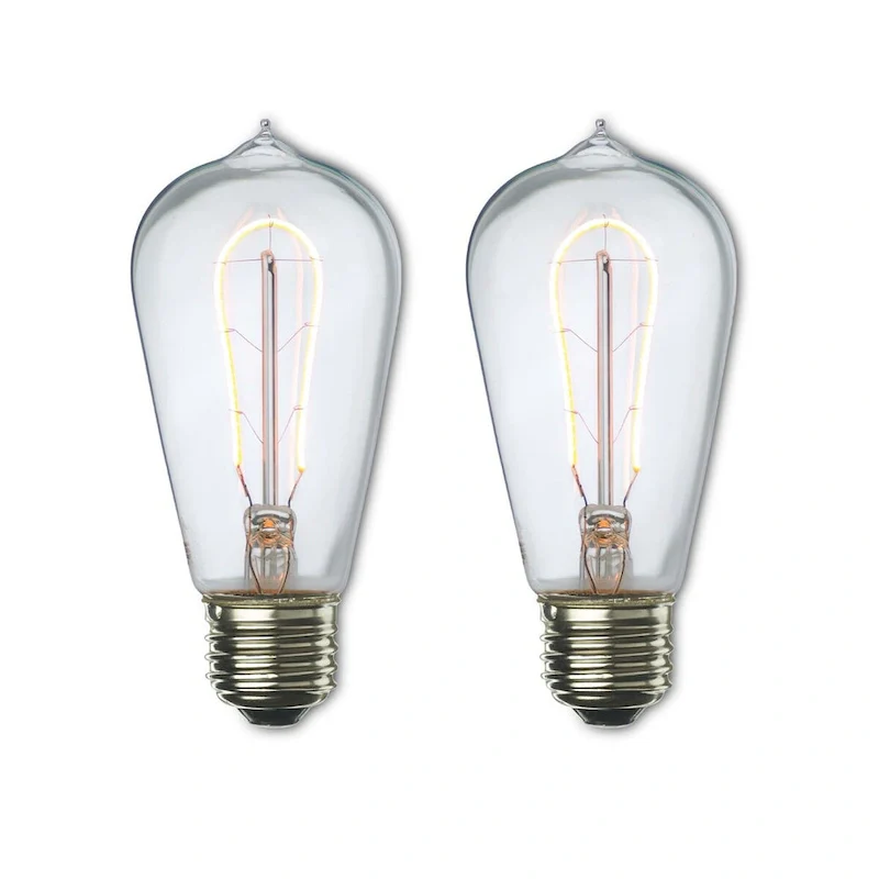 Bulbrite Pack of (2) 4 Watt Dimmable Antique Nostalgic Curved Filament LED Bulb