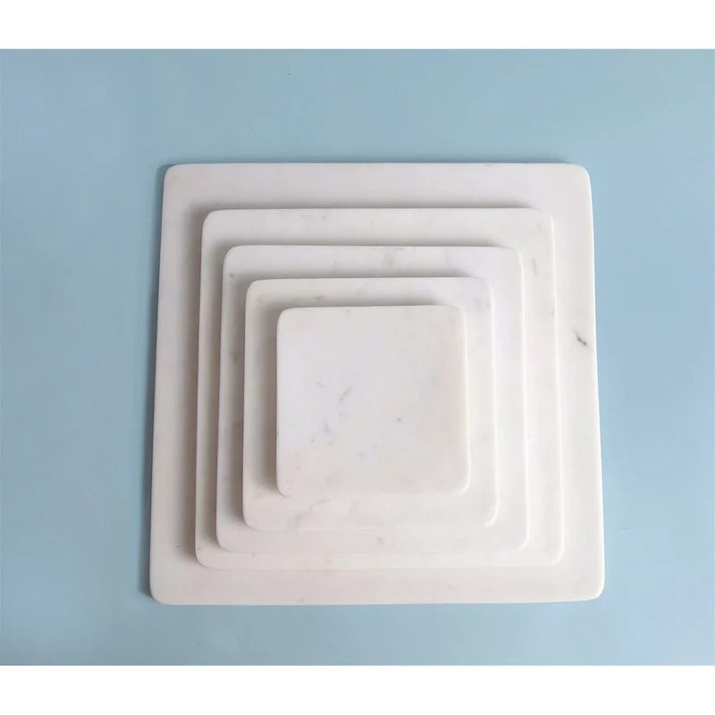 Lg. Square Marble Platter 12  x 12  - White