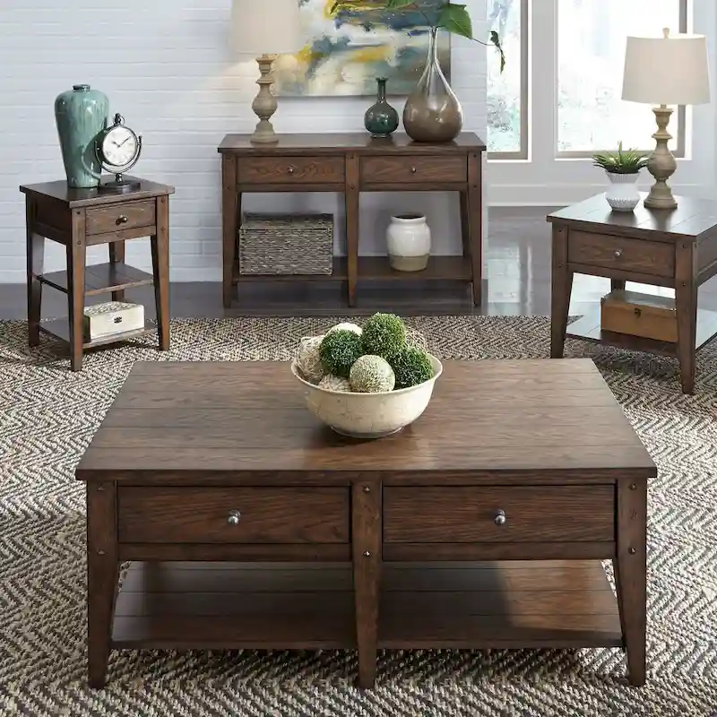 Lake House Sofa Table Rustic Brown Oak Accent