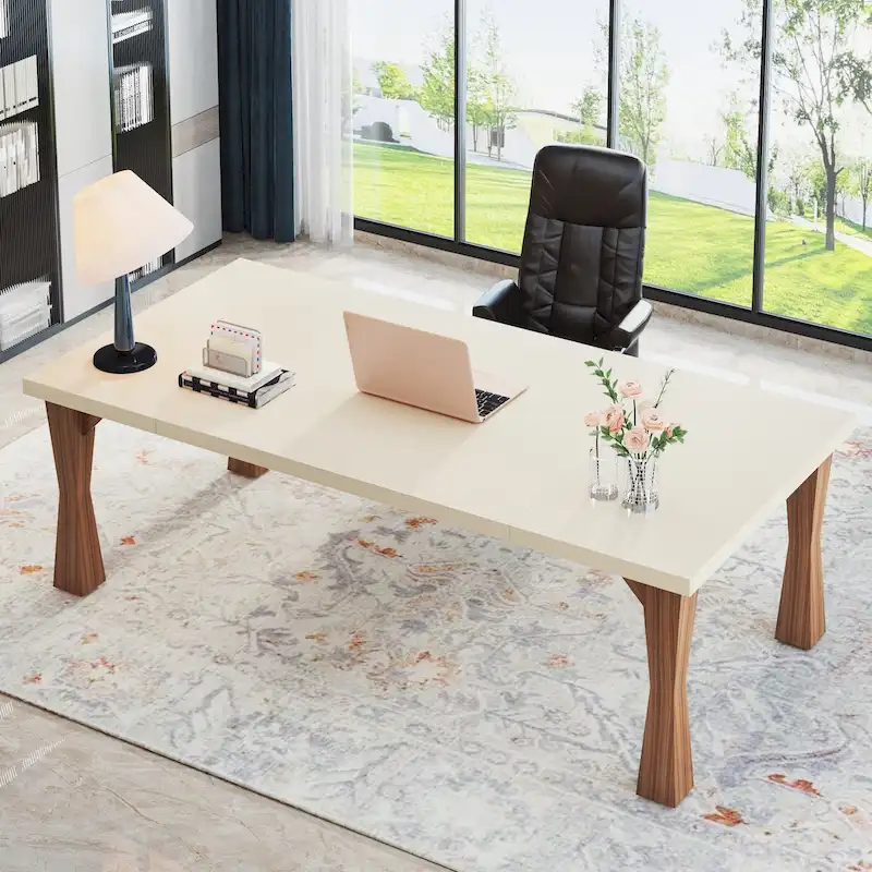 Executive Desk, 71 W x 35 D Large Office Desk, Modern Computer Desk