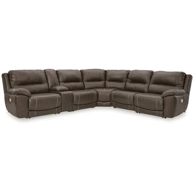 Signature Design by Ashley Dunleith Brown 6-Piece Power Reclining Sectional - 136W x 123D x 43H