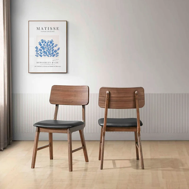 Walnut and Black Side Chair (Set of 2)