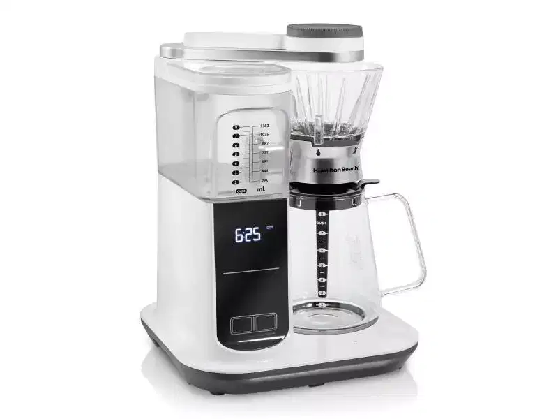 Hamilton Beach Pour Over Coffee 46700: 8-Cup Electric Coffee Maker, Dishwasher-Safe, White, 1350W, Cone Filter