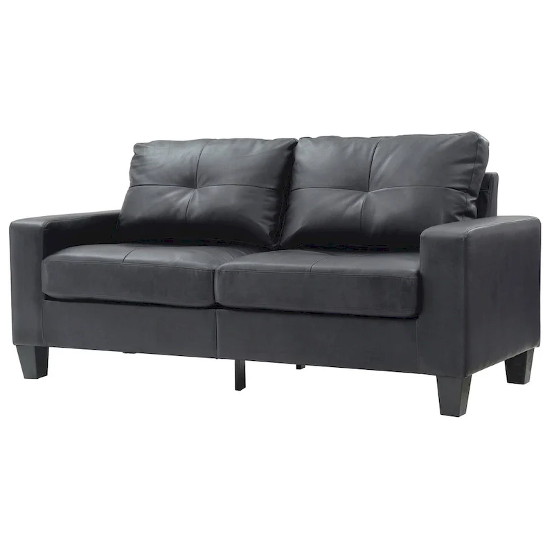 Newbury 71 in. W Flared Arm Faux Leather Straight Sofa - 32L x 71W x 36H