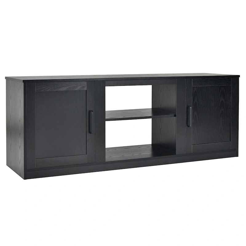 58 Inches TV Stand with 2 Storage Cabinets and 3-Position Adjustable Shelves