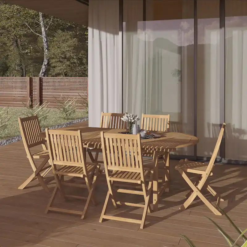 Amazonia FSC Solid Teak Danielle 7 piece Outdoor Patio Dining Set - 7 Piece