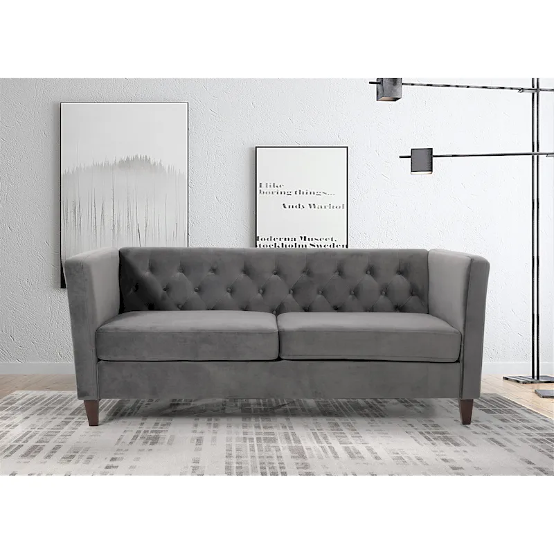 Lisette 73.3 Velvet Square Arm Sofa