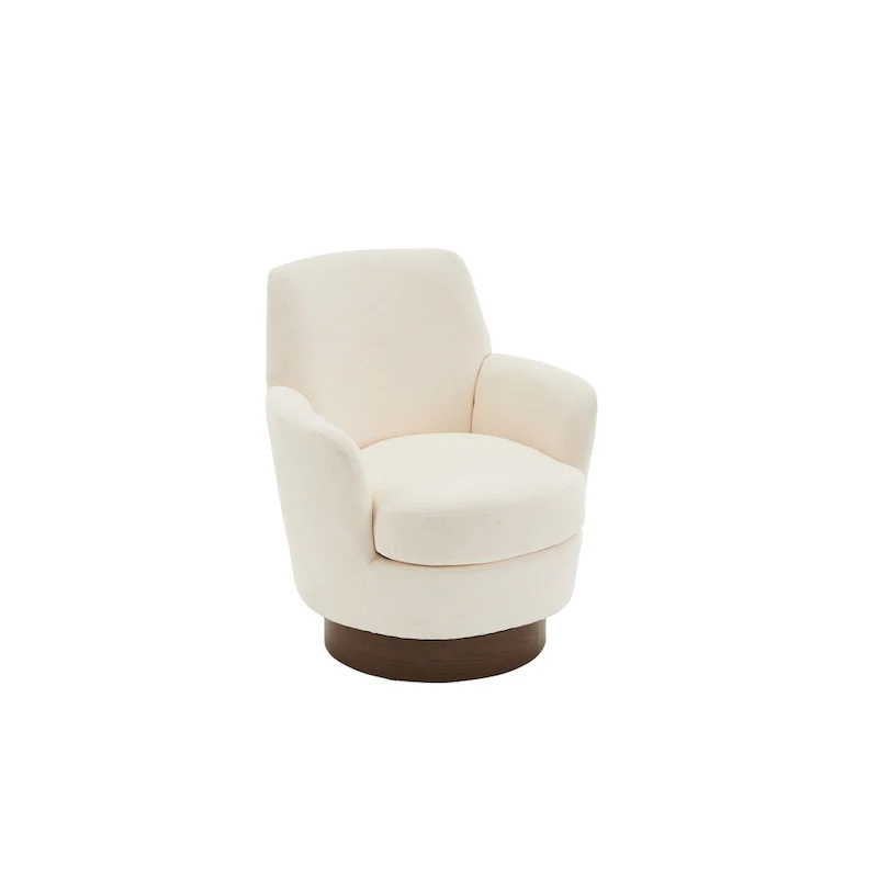 29.3 Upholstered Swivel Barrel Chair with Stainless Steel Base
