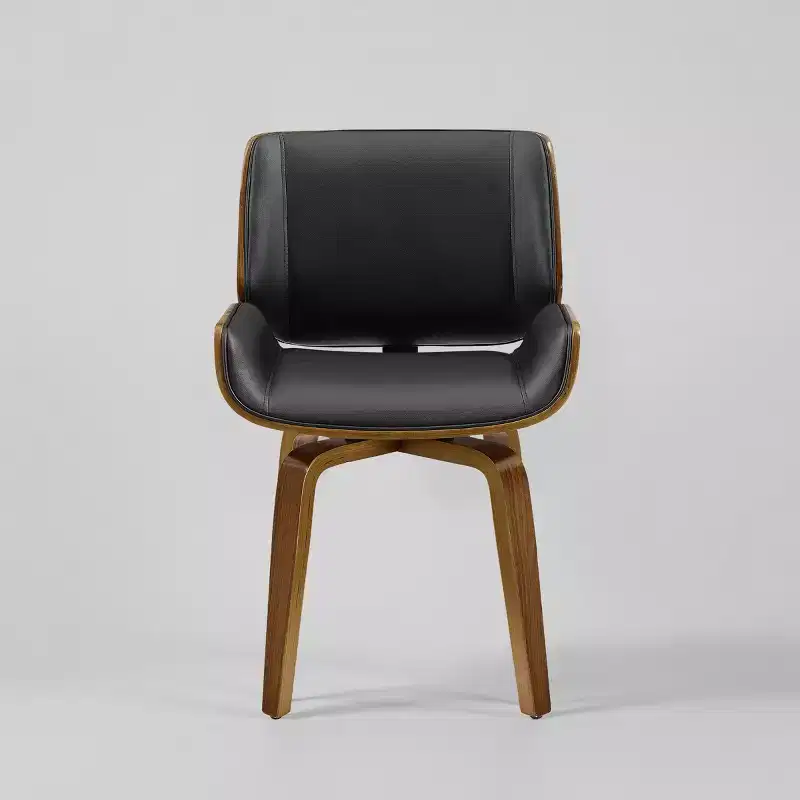 Art Leon Bentwood Swivel Dining Chair with PU Leather and Solid Wood Legs