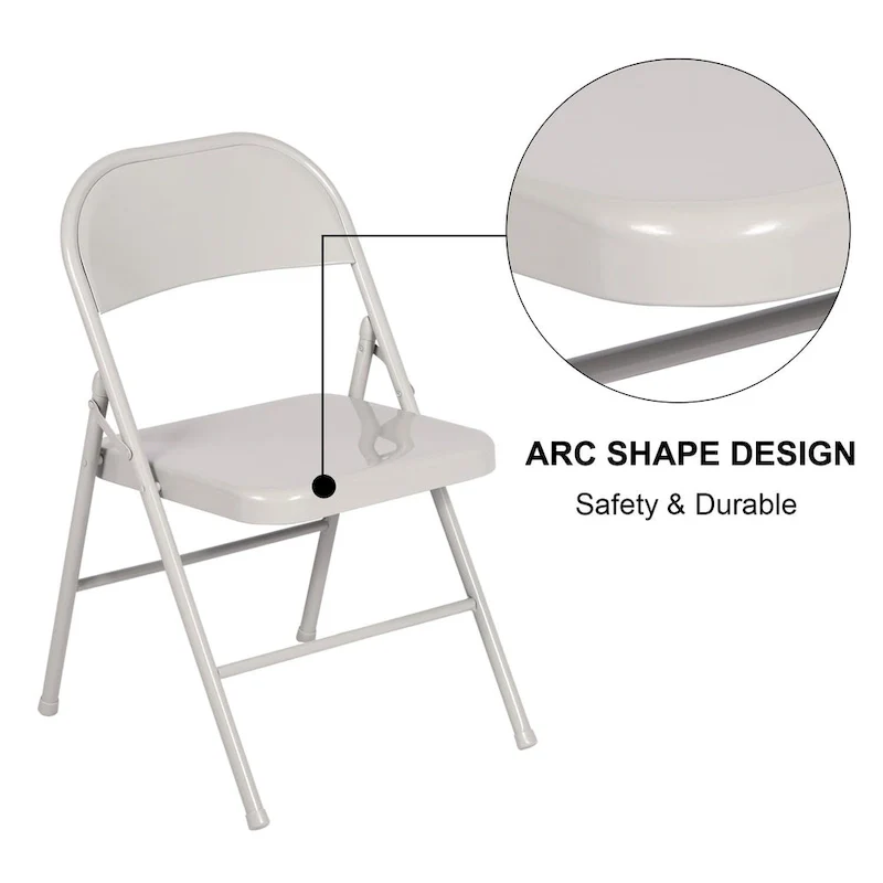 VECELO Folding Chairs Set of 4 Metal Frame Steel Seat with Triple Braced