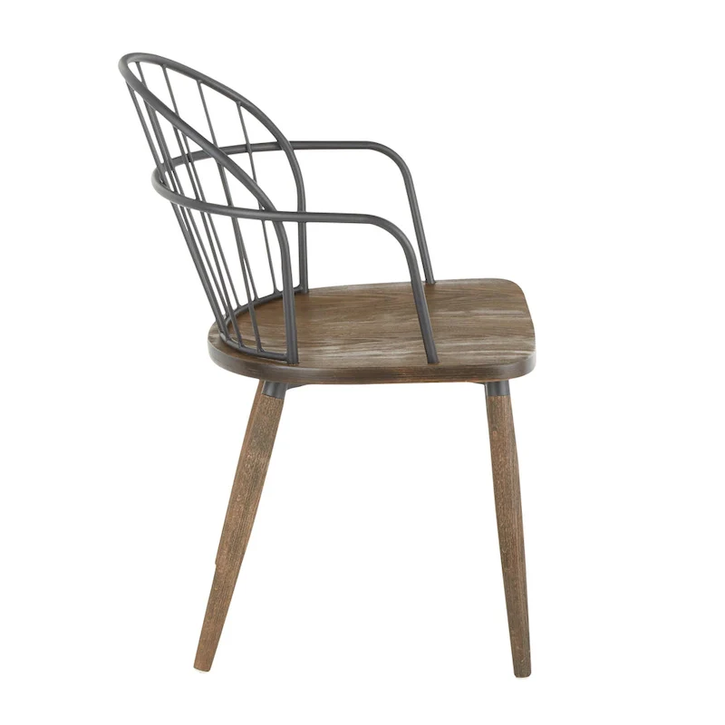 Ellul Industrial Chair in Dark Walnut Wood and Black Metal - N/A