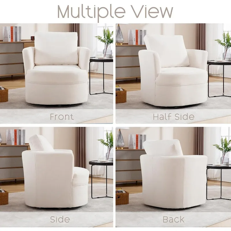 Swivel Accent Barrel Chair Round Arm Chair with Pillow