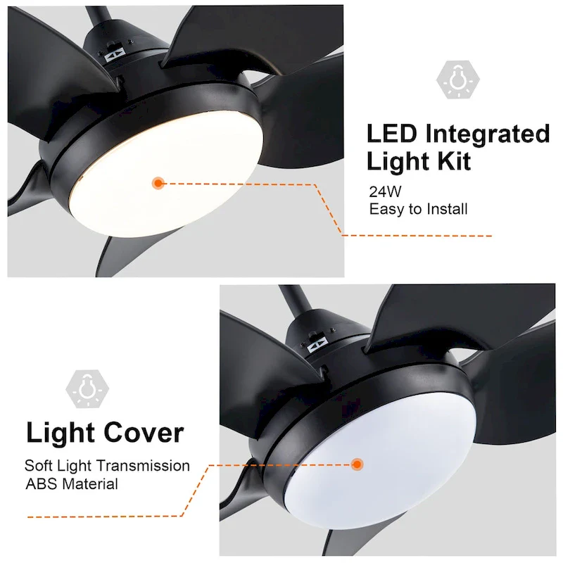 Modern 30 in.Integrated LED Ceiling Fan With Matte Black Blades - 30 INCHES