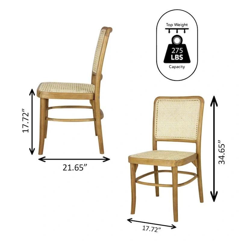 Mid-Century Wood Rattan Dining Chair - Natural