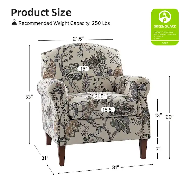 Giampiero Wooden Upholstery Armchair with Nailhead Trims by HULALA HOME