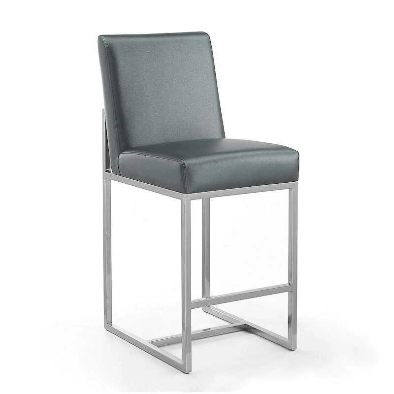 Element 37.2 in. Chrome Stainless Steel Counter Height Bar Stool