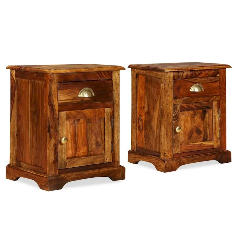 vidaXL Bedside Cabinet 2 pcs 15.8x11.8x19.7 Solid Sheesham Wood