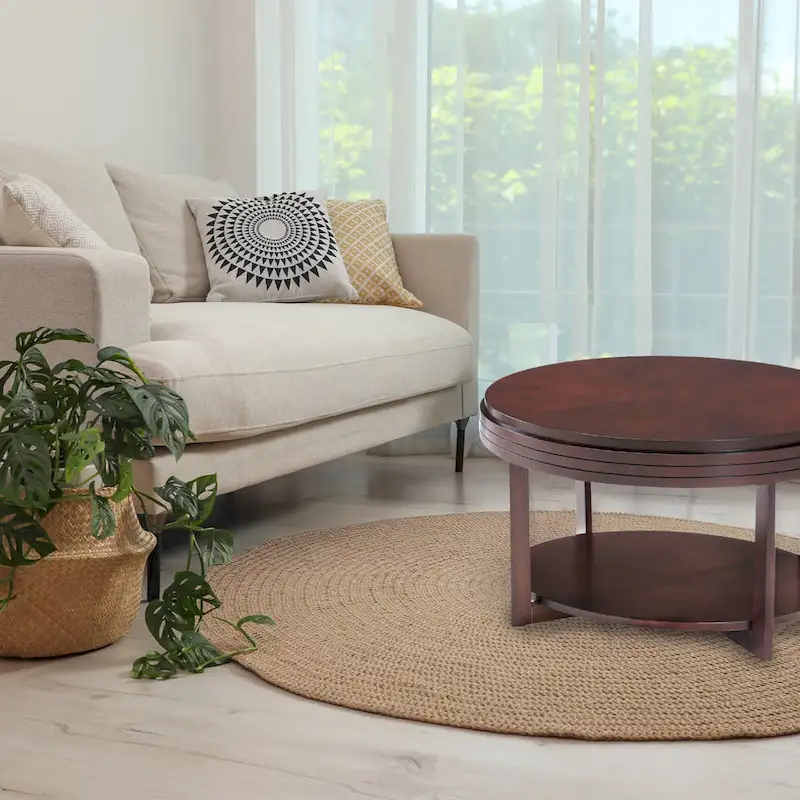 Smoke Grey / Chocolate Cherry Oval Coffee Table for 1–2 Person Living Space