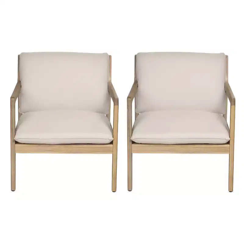 Christopher Knight Home Vanda Patio Acacia Wood Open Slat Club Chairs with Cushions (Set of 2)