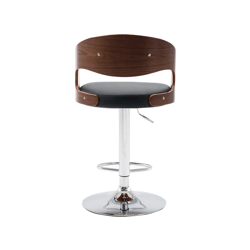 Ezra Height Adjustable Bar Stool, PU Leather, Chrome Base