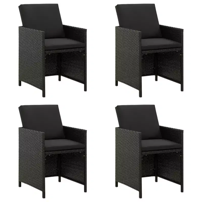 vidaXL Patio Chairs 4 Pcs Patio Dining Single Chair with Cushions Poly Rattan