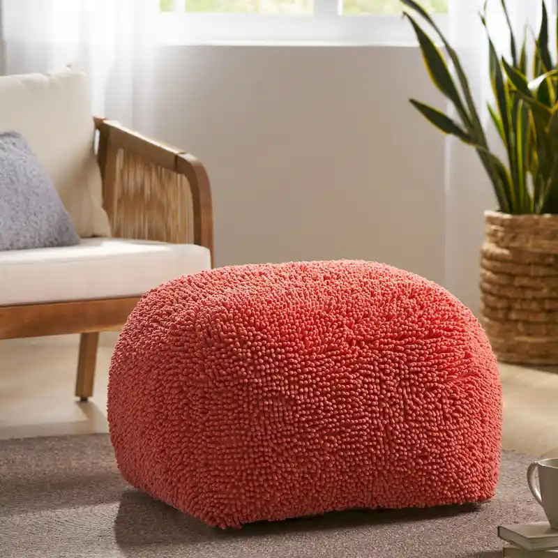 Moloney Modern Microfiber Chenille Pouf by Christopher Knight Home