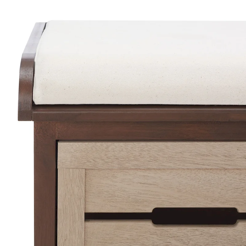 SAFAVIEH Mozella 3-Drawer Cushion Bench - 42 W x 15 D x 20 H - 42Wx15Dx20H