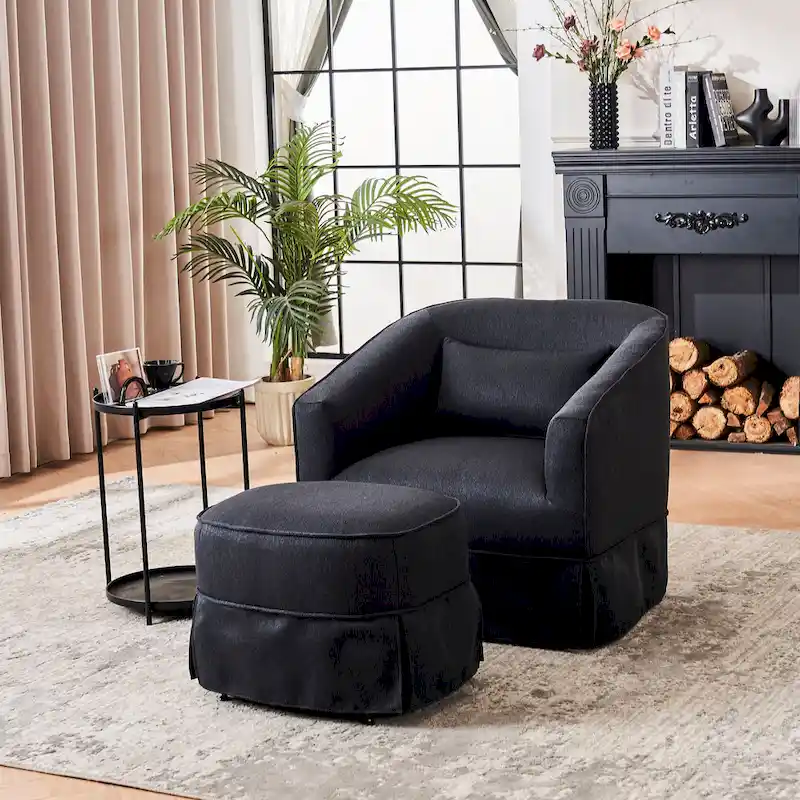 Swivel Barrel Chair With Ottoman