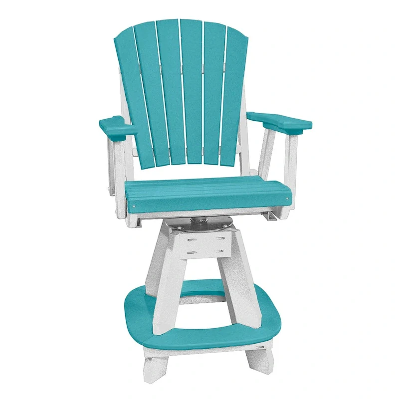 OS Home and Office Model Counter Height Swivel Arm Chair in Aruba Blue on a White Base - N/A