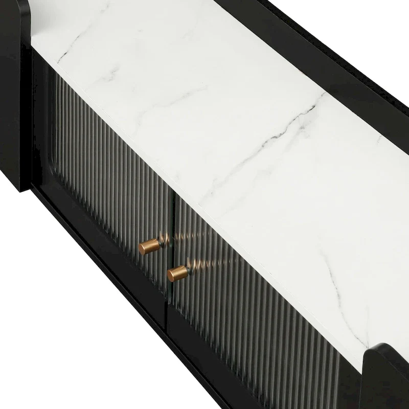 TV Console Table with Gold Frame Base