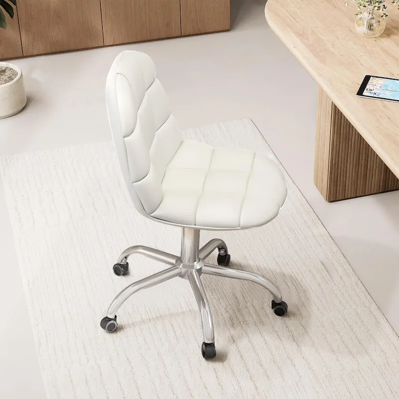 Javlergo Armless Home Office Chair, Height Adjustable Computer Desk Chair with Wheels