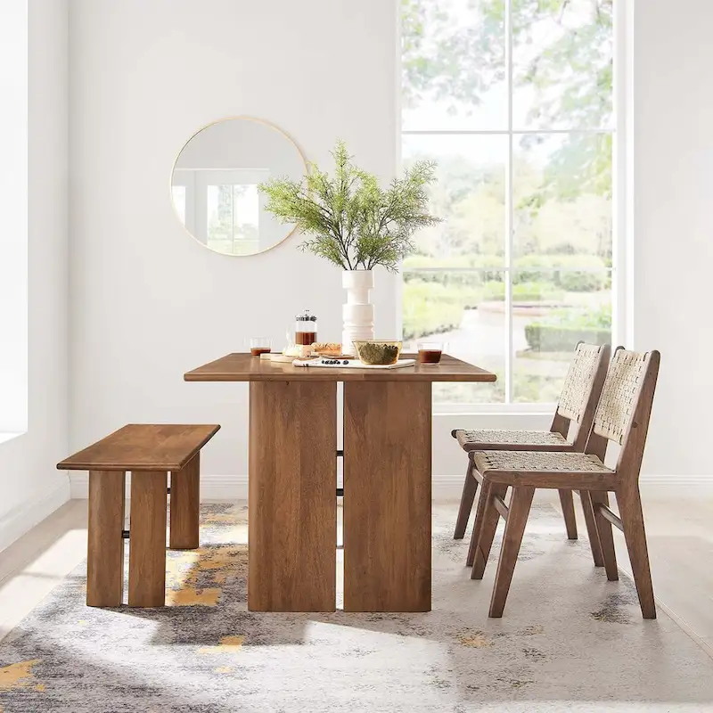 Amistad 60  Wood Dining Table and Bench Set