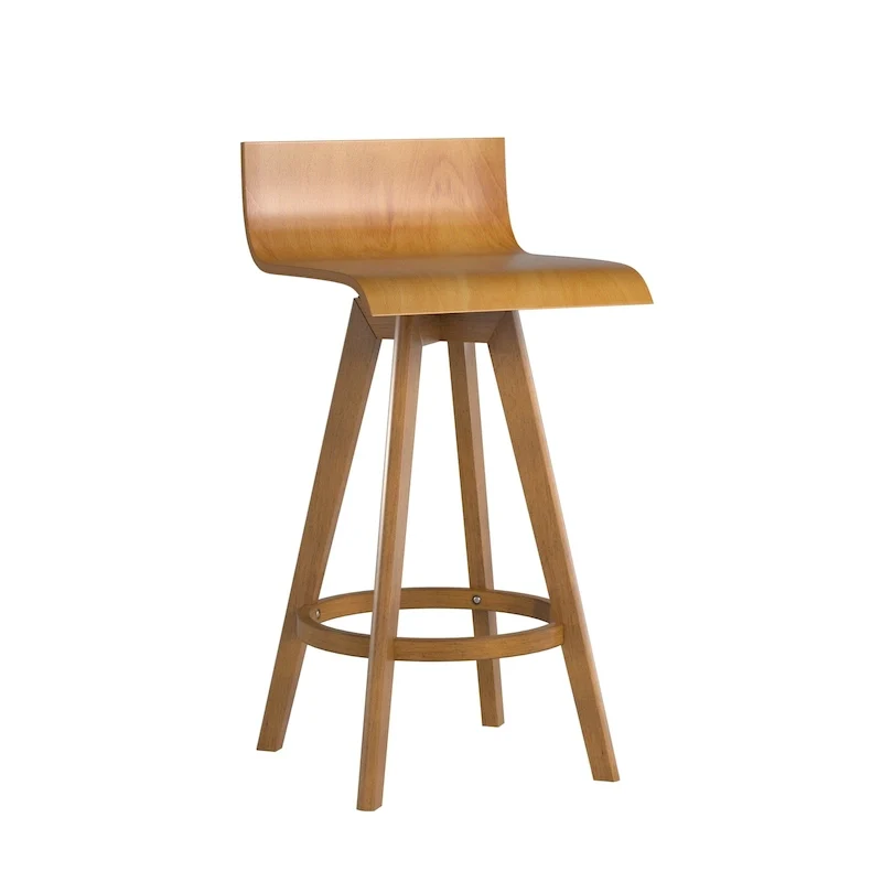 Mid-Century Modern Swivel Wood Stool (Set of 2)