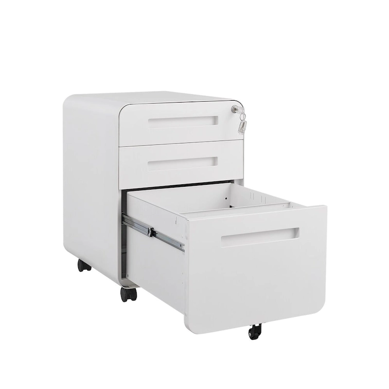 3-Drawer Mobile File Cabinet with 5 Wheel and Lock