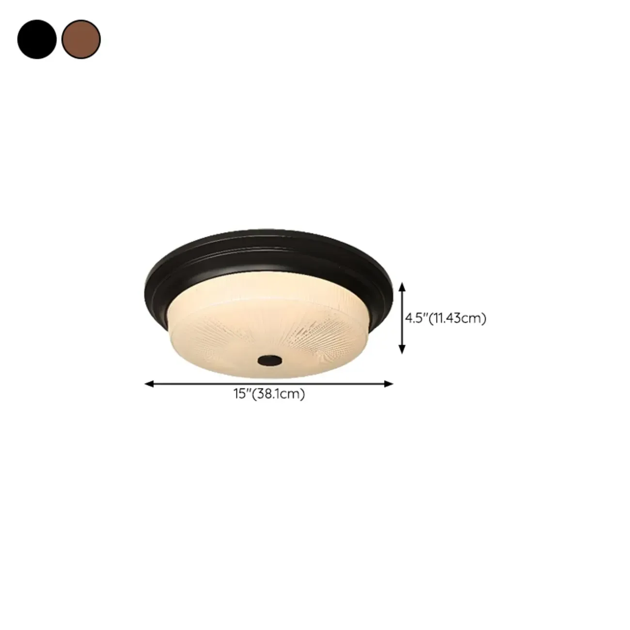 Classic Brown Metal Round Glass LED Flush Mount Ceiling Light