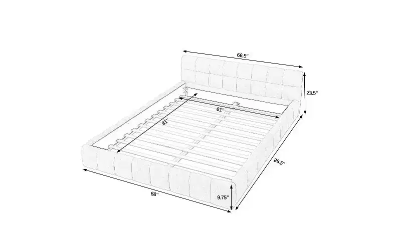 TUYOHW Upholstered Platform Bed Frame, Chenille Fabric Bed with Headboard, Modern Queen Size Bed Frame with Solid Frame for Bedroom
