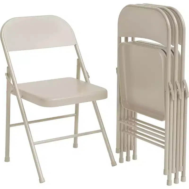 All-Steel Folding Chairs with Backrest, Heavy Duty Metal Foldable Dining Chair Hold Up to 350 LBS, for Office, Indoor & Outdoor Events