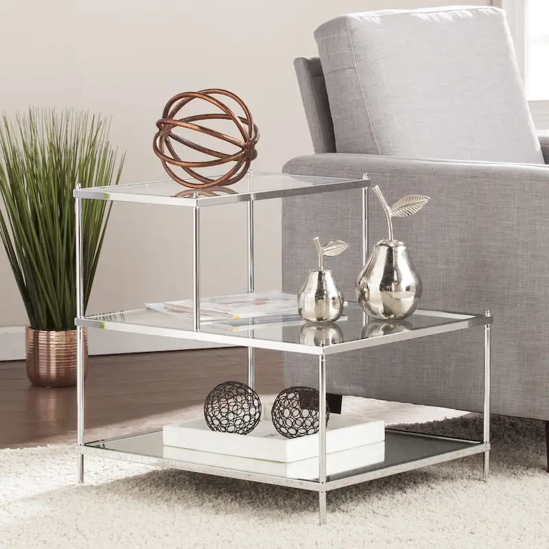 Glam Mirrored Accent Side Table