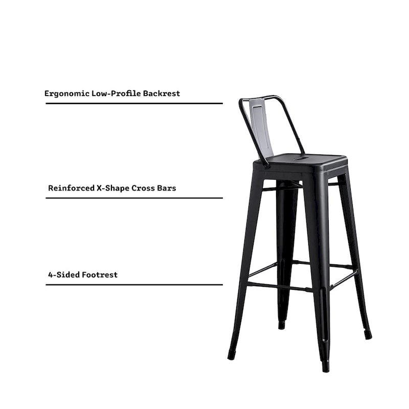 AC Pacific 30 Inch Metal Barstool Set of 2
