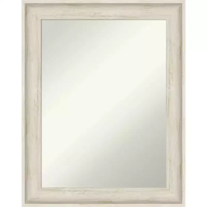 23" x 29" Non-Beveled Regal Birch Cream Bathroom Wall Mirror - Amanti Art: Rectangular, Polystyrene Frame, Includes Mount Hardware