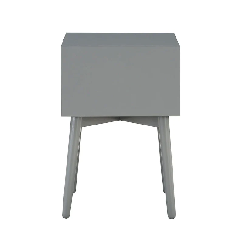 Mid-Century Modern Wood 2-Drawer Compact Nightstand Side Table