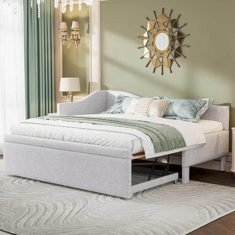 Twin L-Shaped Daybed with Pop-Up Trundle