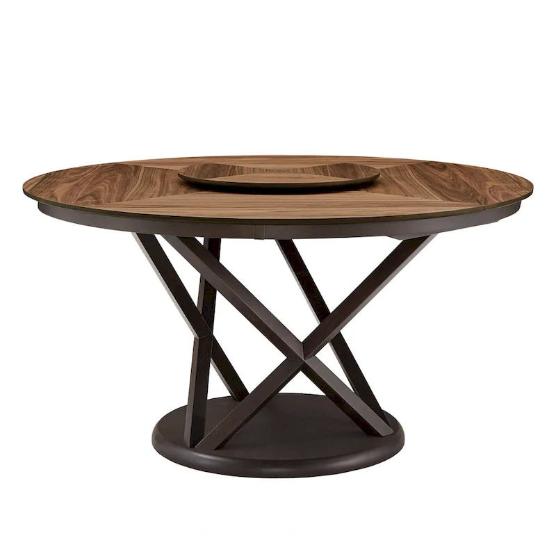 Priya Lazy Susan Turntable Espresso and Walnut Dining Table by iNSPIRE Q Modern
