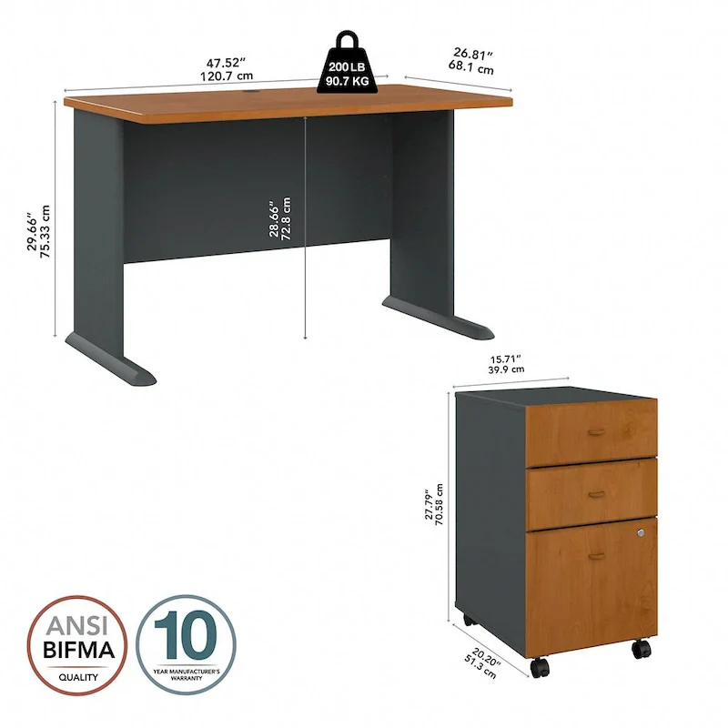 Series A 48W Desk with Mobile File Cabinet by Bush Business Furniture