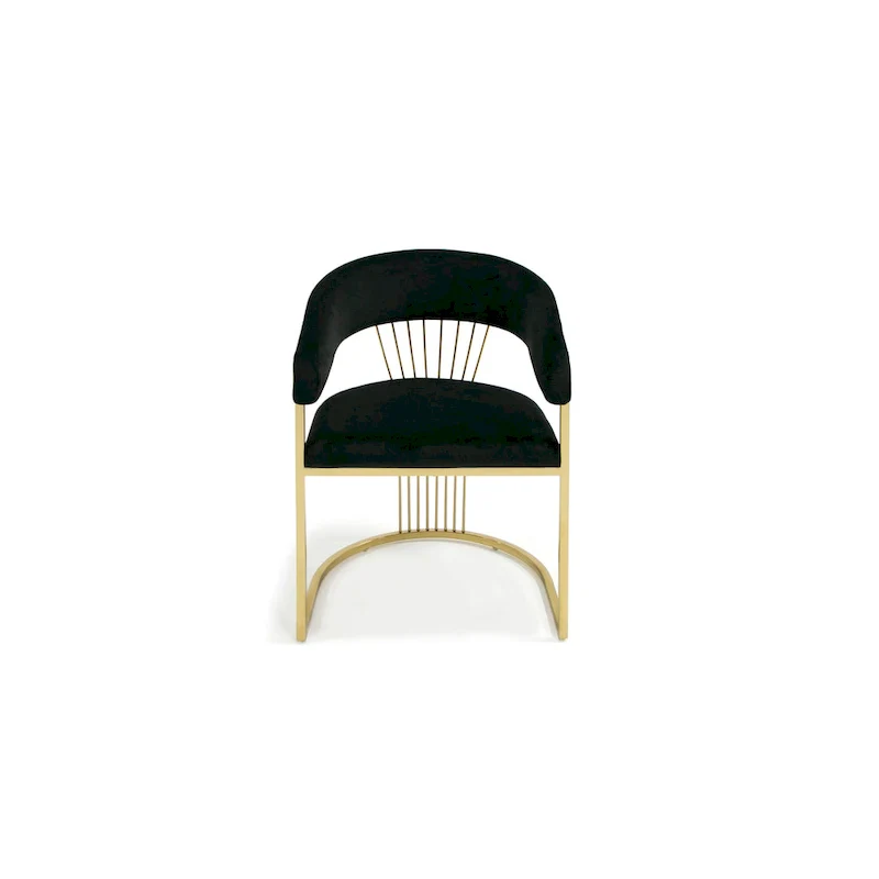 Modrest Linda Modern Black Velvet and Gold Dining Chair